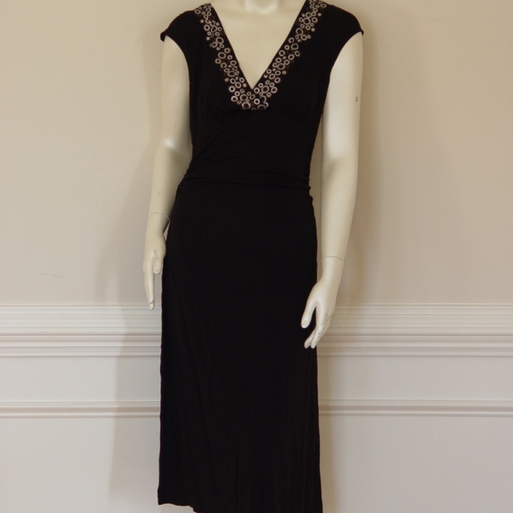 DAVID MEISTER EMBELLISHED NECKLINE DRESS - MEDIUM